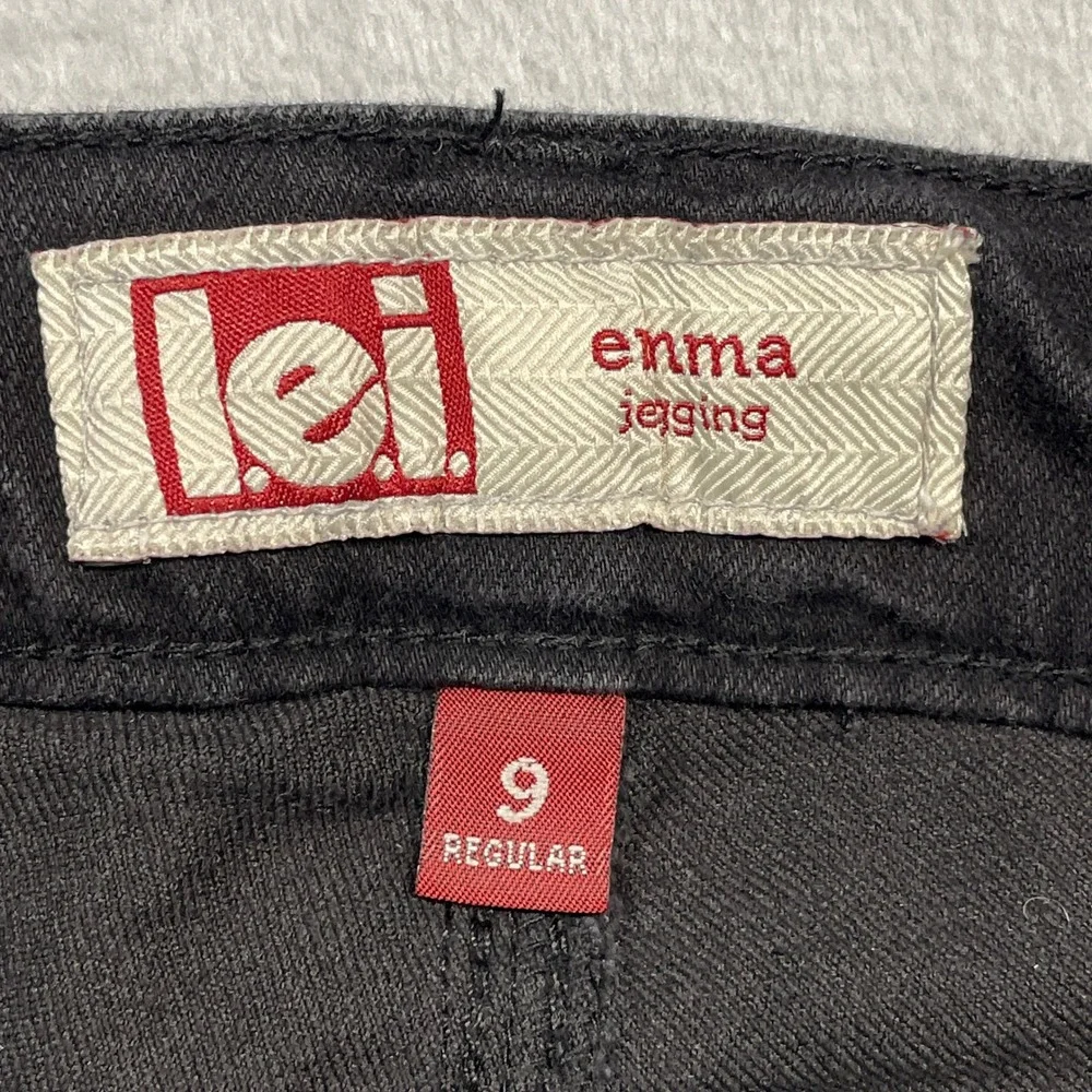 L.E.I. Emma Moto Jeggings Women Size 9 Black Ribbed Knee Slim Fit Stretch Pants